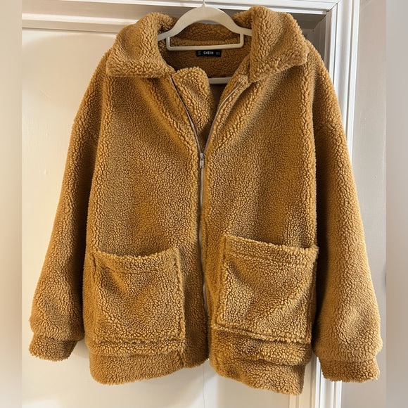 SHEIN Jackets & Blazers - SHEIN Camel teddy jacket